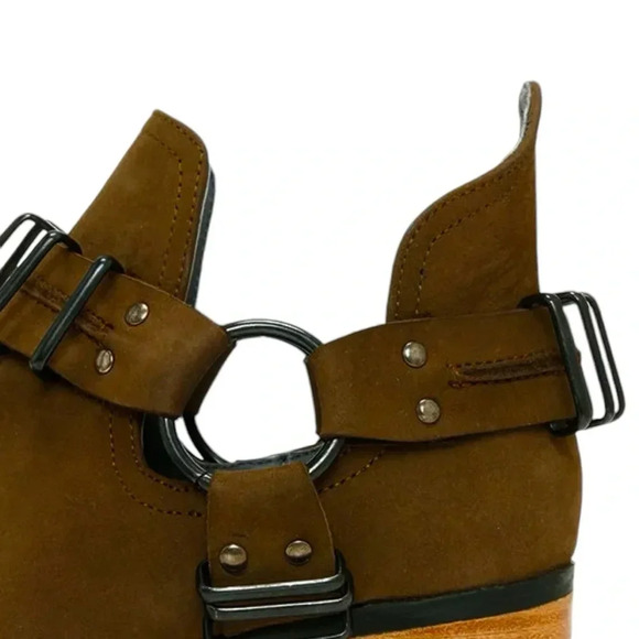 Grey City Suede Leather Willa Cutout Harness Ankle Boots Brown Size 8 - Picture 9 of 10